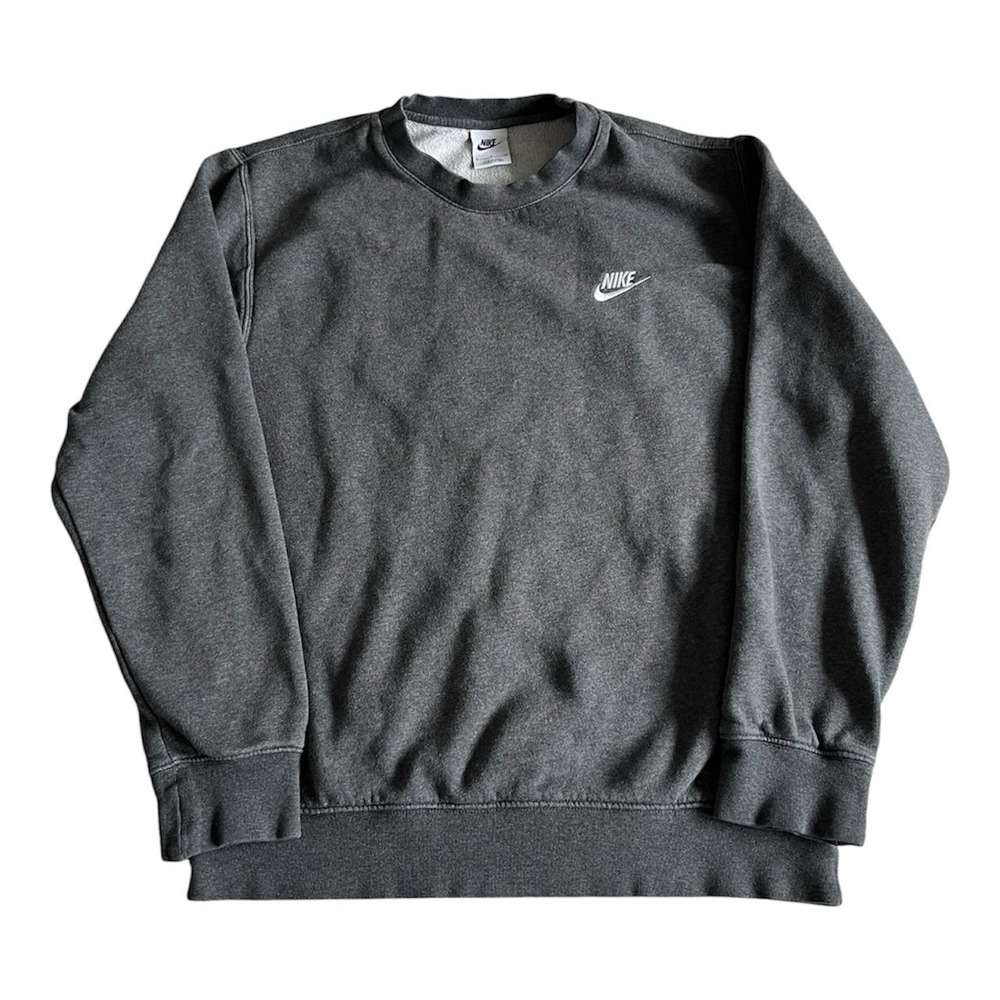 Nike Sportswear Sweatshirt Mens Small Gray Swoosh Fleece Pullover Crewneck